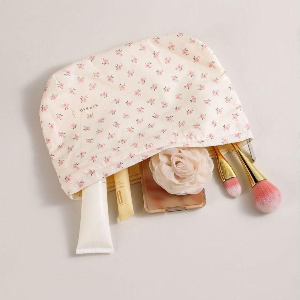 Fresh Style Floral Cosmetic Bag Large Capacity Elegant Multifunction Pouch Charming Portable Skincare Storage Organizer Causal