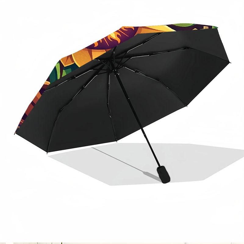 Plants VS Zombies Print Automatic Open Close Umbrella, Portable Foldable Umbrella, for Outdoor Commute Camping Trip, Ideal Birthday Gift