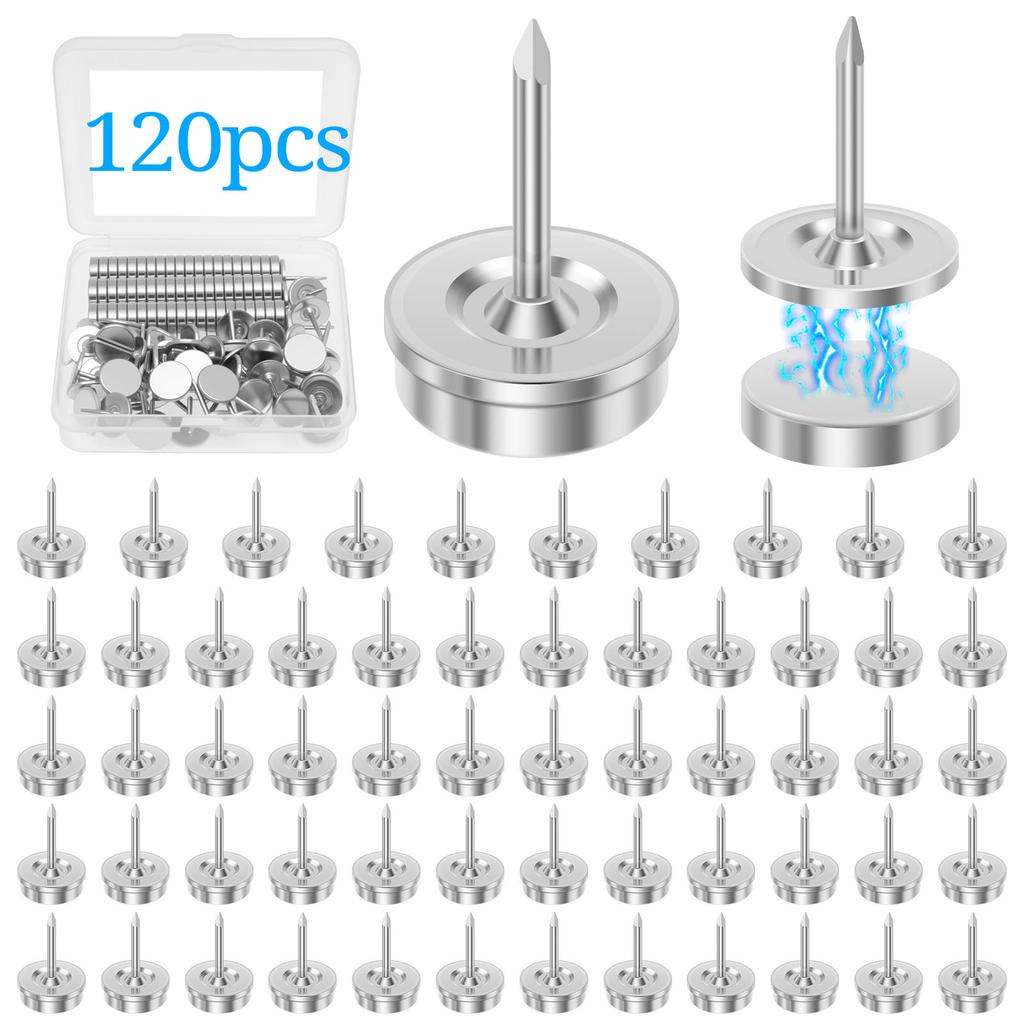 60/120PCS Round Head Thumbtacks Magnetic Push Pins Flat Thumb Tacks Reusable Push Pins for Office School Supplies