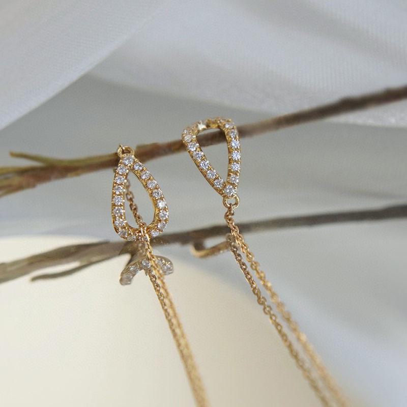 

Корейские серьги-кисточки с бриллиантами в форме капли воды - простые, длинные застежки для ушей для женщин ER23Y0106-1