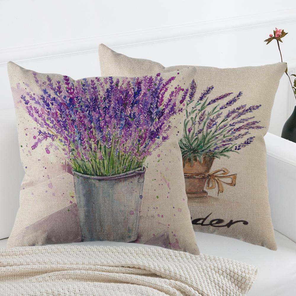 Home Decor Lavender Artistic Pattern Cushion Covers Pattern Cushion Cover Suitable For Sofa Bedroom Car Pillow Cover