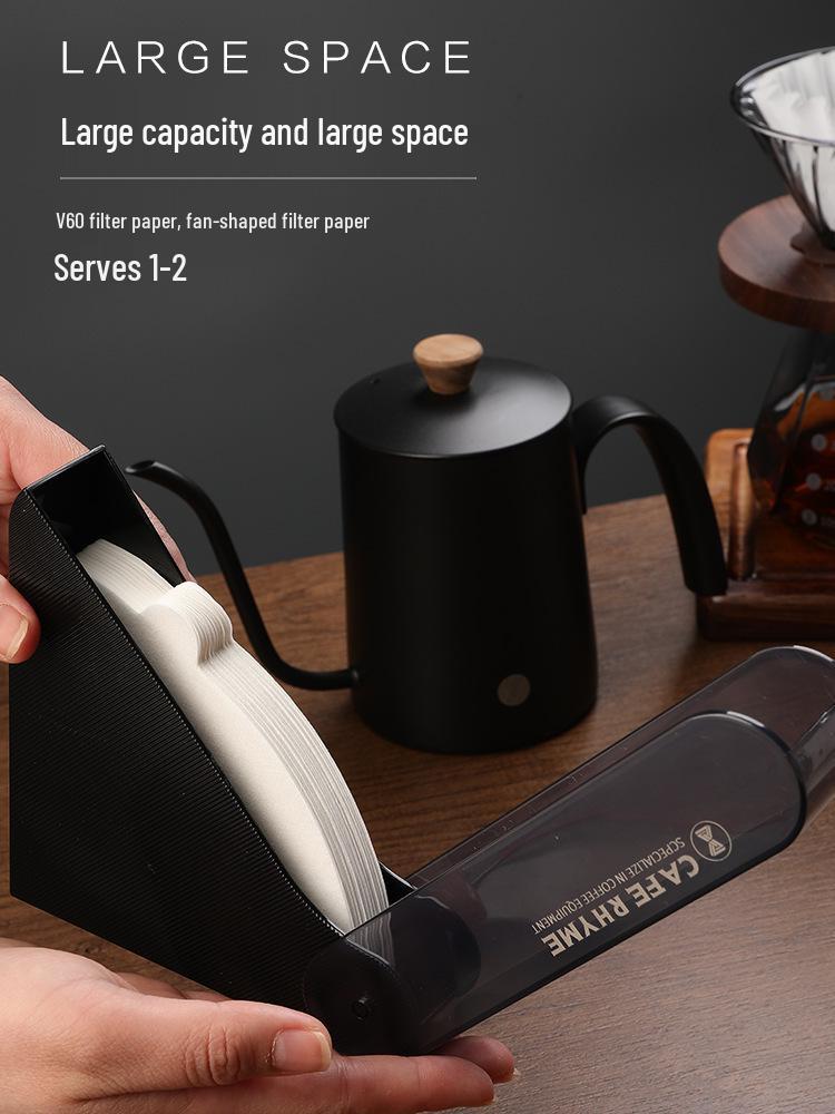 V60 Coffee Filter Paper Holder with Cover - Dust-Proof Storage Box for Hand-Brewed Filters