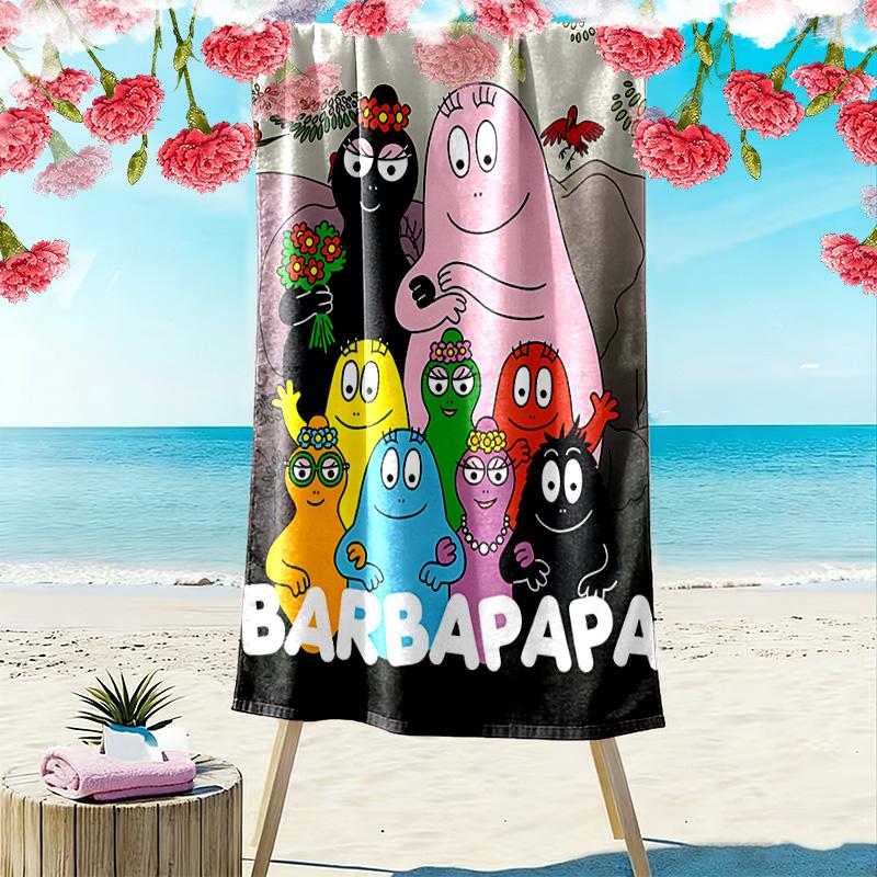 Barbapapa Family Print Beach Towel, Large Soft Quick Dry Towel for Beach Camping Swimming