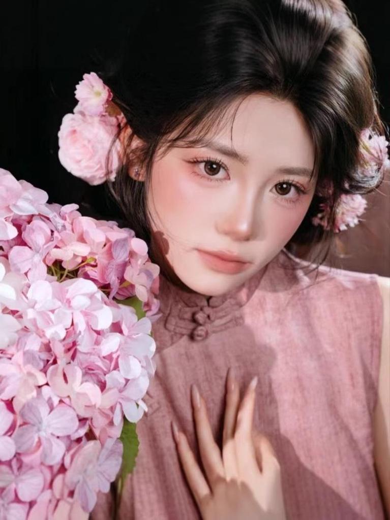 Retro Pink Qipao Photo Studio Clothing – Chinese Style