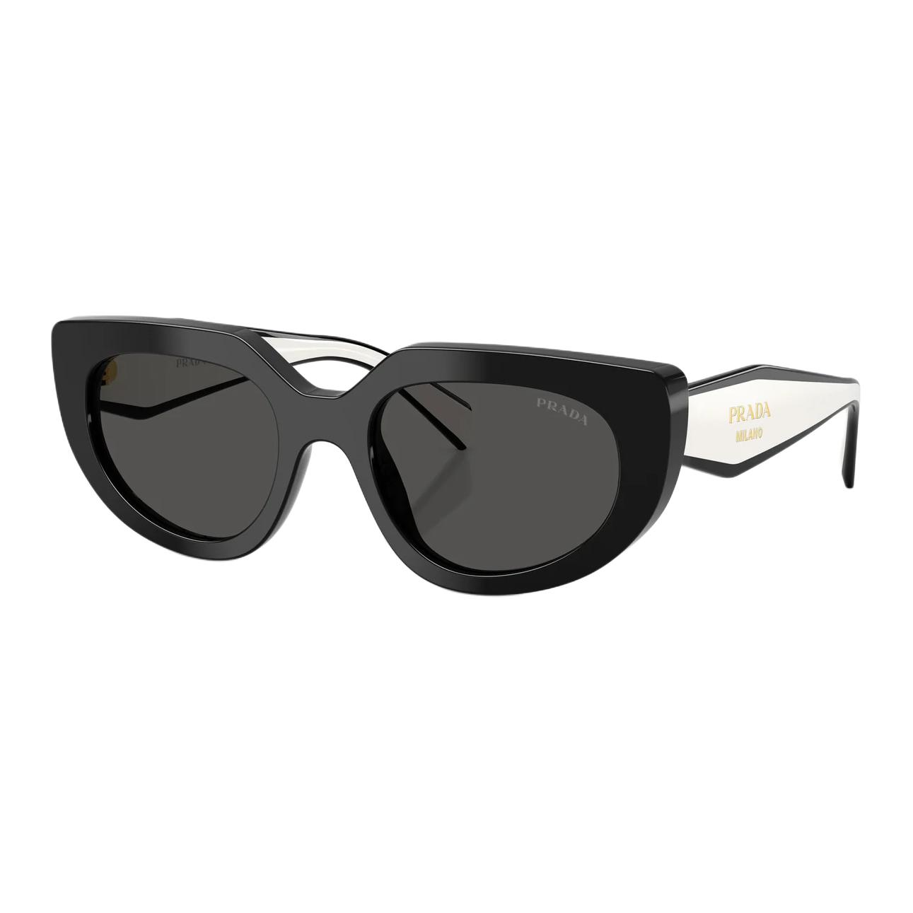 

Prada Unique Brand Logo Design Acetate Round Sunglasses Women sunglasses Black PRD02S-20G08Z Basic Packaging-Eyeglass Case+Box,53