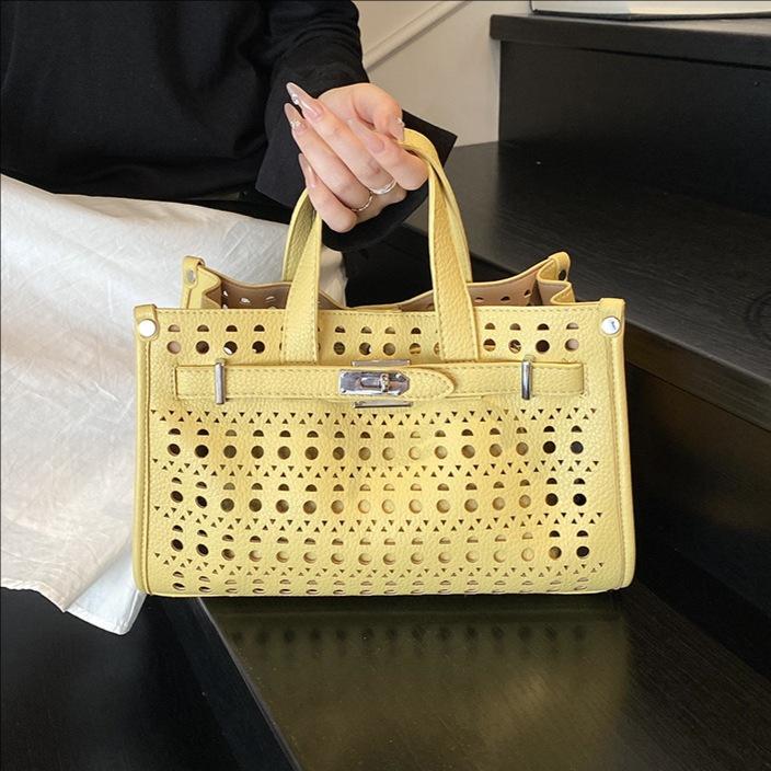 Hohlmode Einfarbig Tragbar Klein Quadratisch Tasche Damen Neu Vielseitig Lässig Schulter Umhängetasche