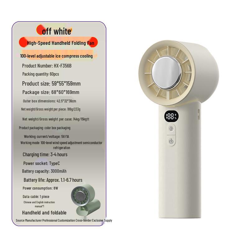 

Portable High-Speed Mini Fan with Digital Display - Long-Lasting, Foldable, and Cooling 000
