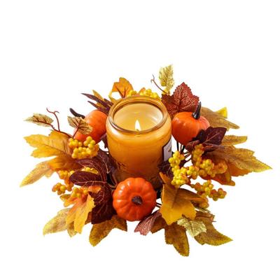 Home Decor Artificial Berry Harvest Wreath Wall Hanging High Quality Maple Pumpkin Wreath Garland Thanksgiving Day