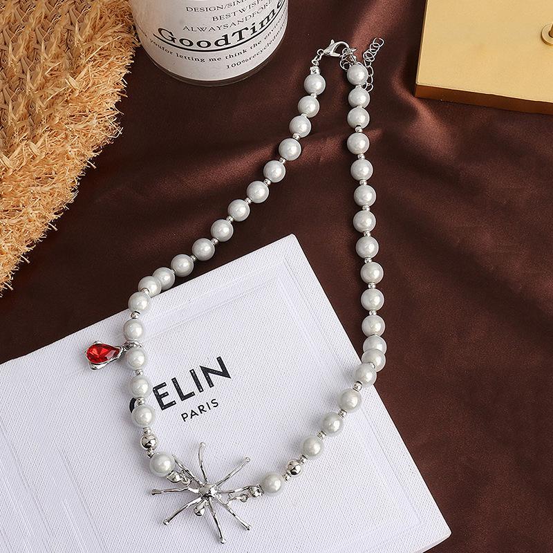 Retro Court Style Double Layer Pearl & Diamond Necklace - Elegant Choker for Women