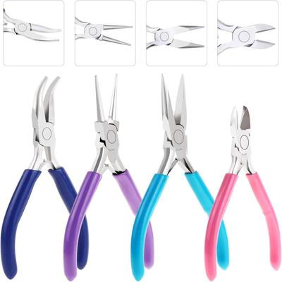 4 Pack Jewelry Pliers Jewelry Making Pliers Tools Kit With Needle Nose Pliers/Chain Nose Pliers, Round Nose Pliers