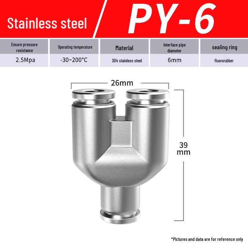 Zhuo Ji Y-Type Stainless Steel Pneumatic Quick Connector - High Pressure, Explosion-Proof, Anti-Corrosion, Anti-Rust.