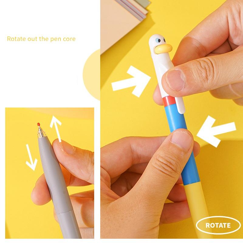 1/4pz Penne Anatra Puleggia Piccola Punta Dito Pattinaggio a Rotelle Penna a Sfera 0,5 mm Inchiostro Gel Colore Nero per Scrittura Ufficio Scuola A7767
