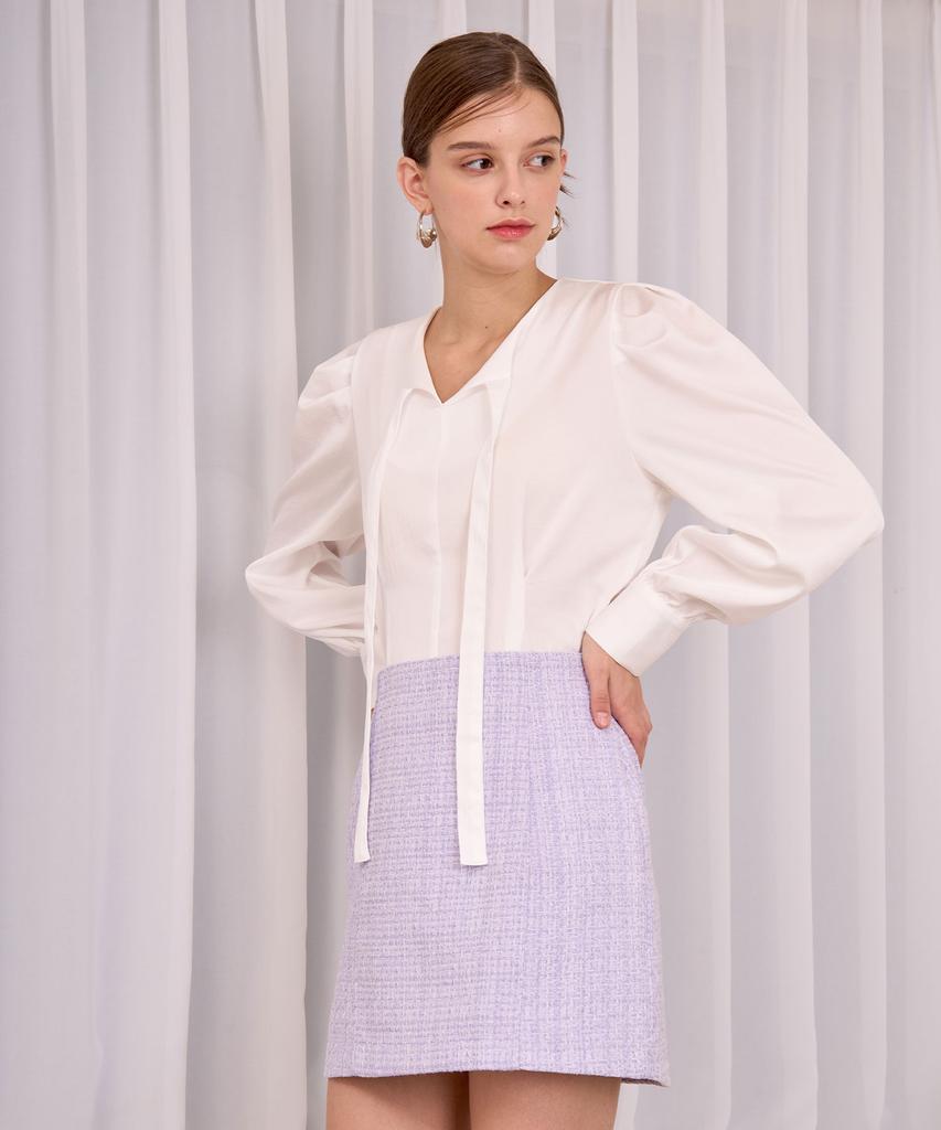 Bye Bye Seop Simple Tweed Skirt Purple [T23]
