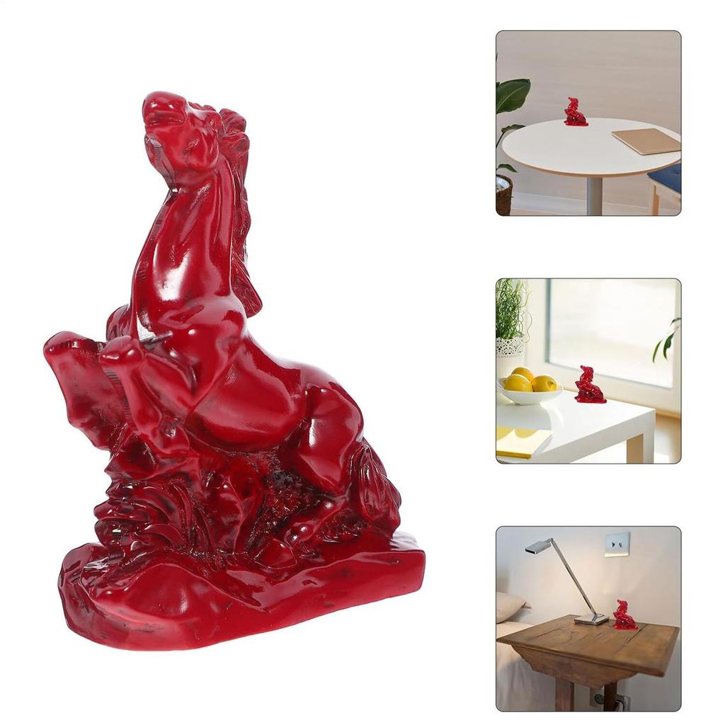 Horse Figurines Home Decor Red Resin Chinese New Year Cultural Ornament Horse Home Decor For Adults Men Women Family Friends