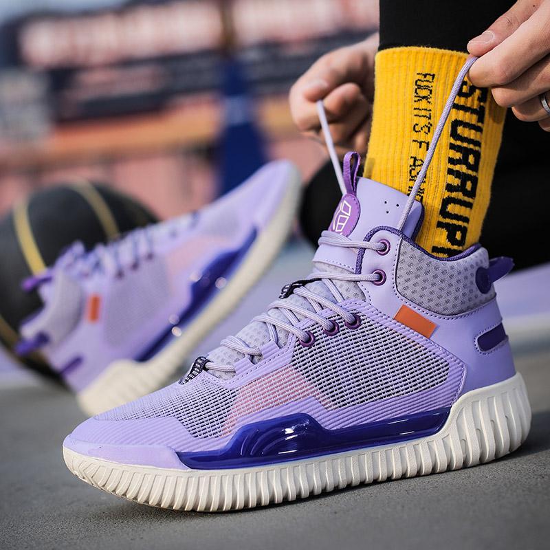 High-Quality Purple Basketball Shoes Men Professional High-Top Basketball Sneakers Man Breathable Non-Slip Women's Sports Shoes