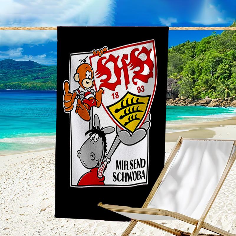 Asciugamano da Spiaggia in Microfibra Celebrativo VfB Stuttgart, Leggero e Asciugatura Rapida, per Viaggi Estivi, Essenziale per la Spiaggia, Piscina All'aperto