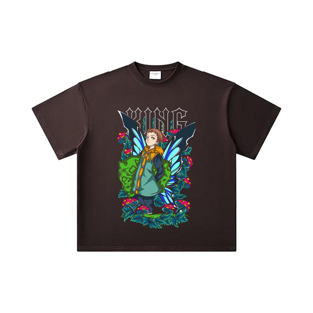 260 GSM Double Yarn 32 Count 100% Cotton Seven Deadly Sins V6 King Print Unisex Heavy Cotton T Shirt