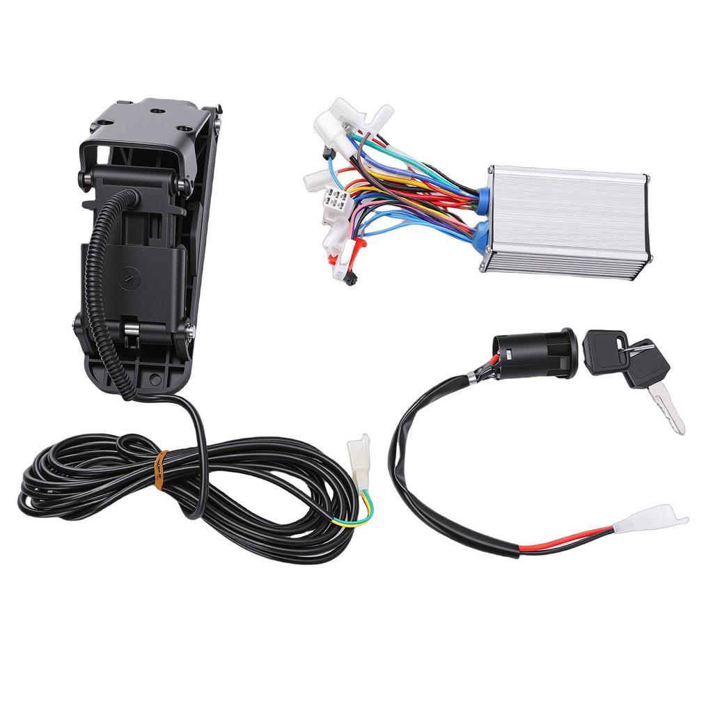 Electric Controller Kit Aluminum 350W Brushless Controller Ignition Key Switch with Foot Pedal for Replacement