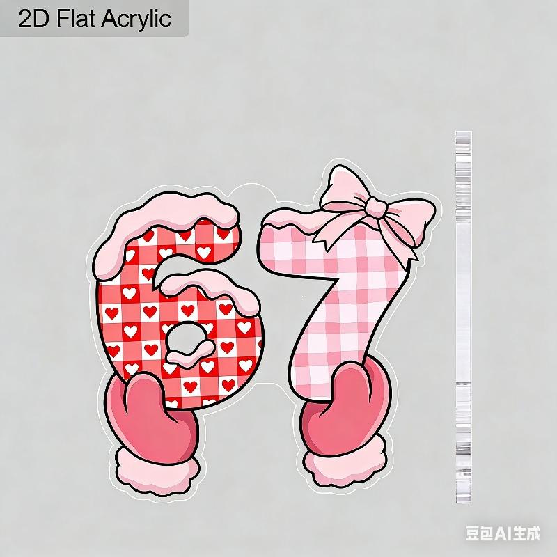 2D Flat 67 Number Acrylic Couple Symbol Decoration Sign, Valentine's Day Gift, Suitable for Wall Decoration, Porch, Room, Villa, Accents Home, Hallway