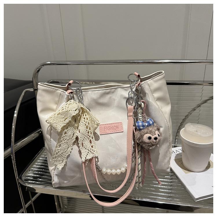 Korean Style Faux Leather Tote Bag for Women Large Capacity Commuter Shoulder Handbag