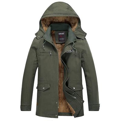 New Autumn and Winter Men's Velvet Washed Casual Jacket Men's Mid-length Windbreaker Jacket Large Size Fashion Trend Brand