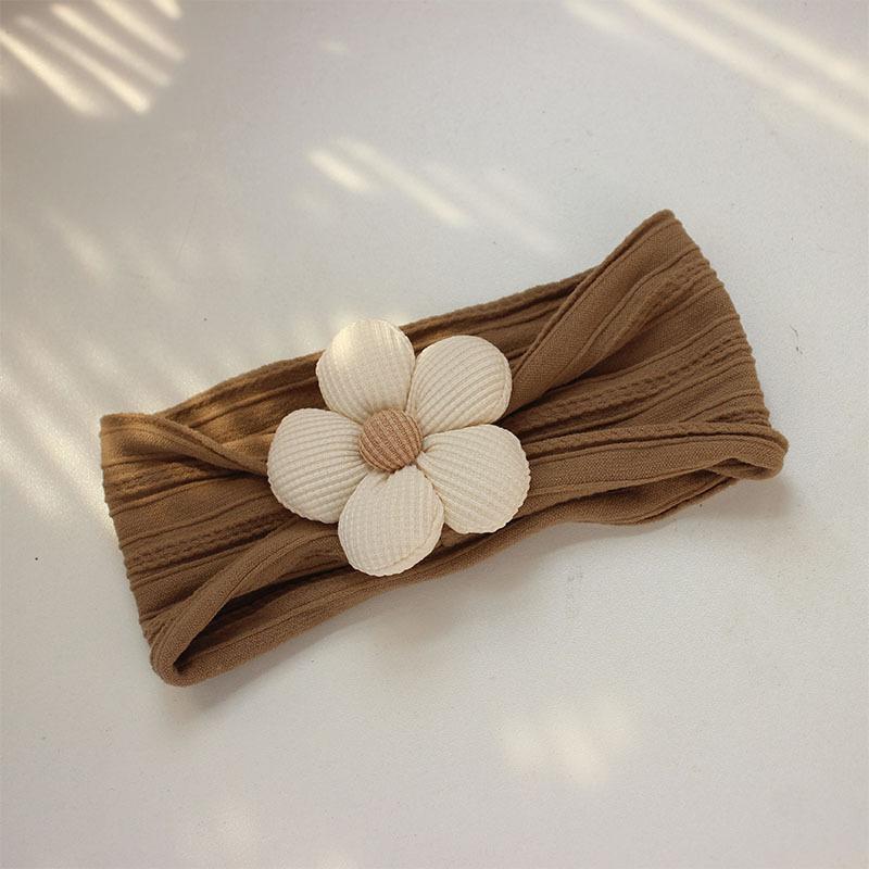 Soft Nylon Baby Flower Headbands For Newborns, Infants & Toddlers Cute Hair Accessories For Girls Beige, Pink, Khaki