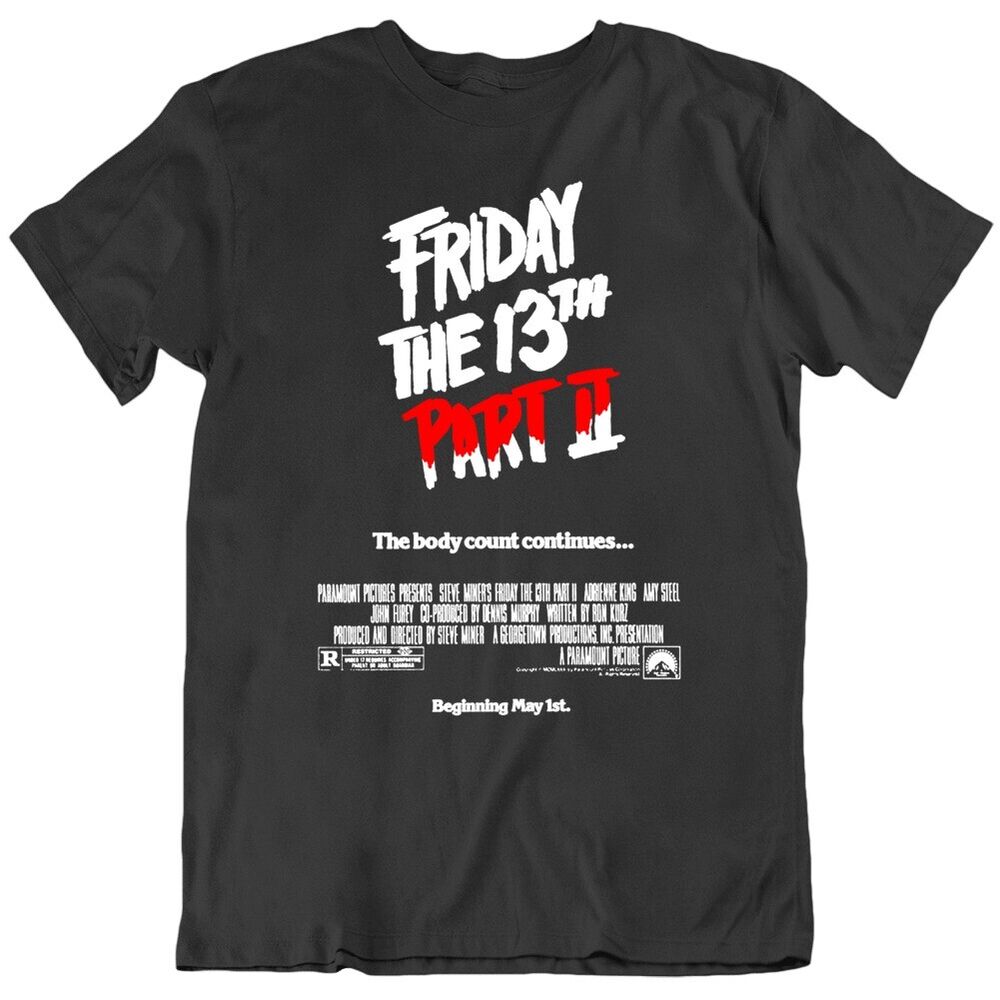 

Friday The 13th Part 2 Retro Movie Poster T Shirt XL