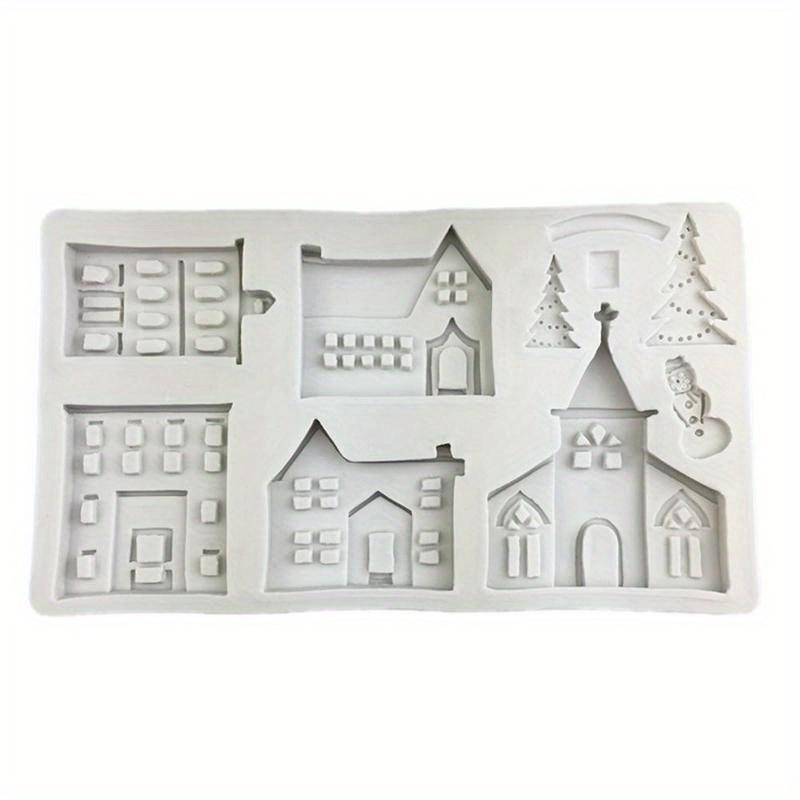 Silikon Kuchen Dekorierformen Set - Weihnachts-Kuchenspitzendekorationswerkzeuge für Schneemann-, Schloss-, Villa-Formen - Flexible Backformen für Dessert