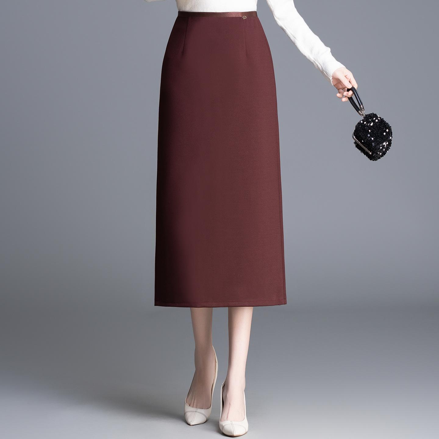 

Chic Hip-Hugging Mid-Length Slit Skirt for Spring and Autumn 4XL