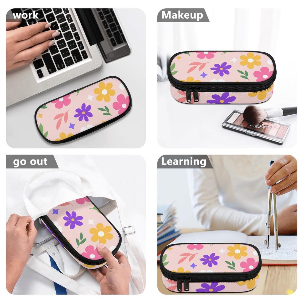 Pencil Bag Spacious Storage Zipper Closure Strong Polyester Fabric with Main Compartment Mesh Pocket and Pen Slots for Boys Girls