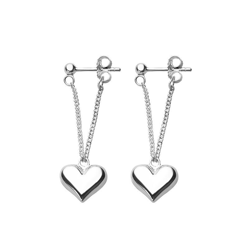 

S925 Copper Needle Earrings for Women Smooth Heart Chain Tassel Earring Simple Zircon Prevent Allergy Party Accessories Gifts