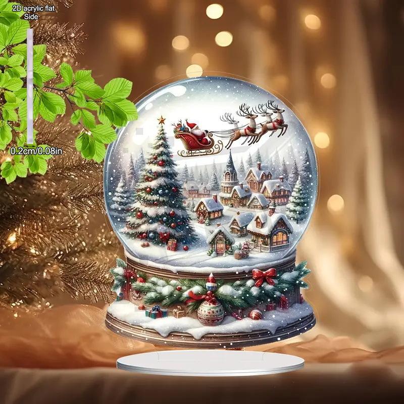 Christmas Decorations Santa Claus and Reindeer - 2D Flat Acrylic Desktop Ornament, Wall Decor Art, Four Seasons Decoration, Novelty Home Decor