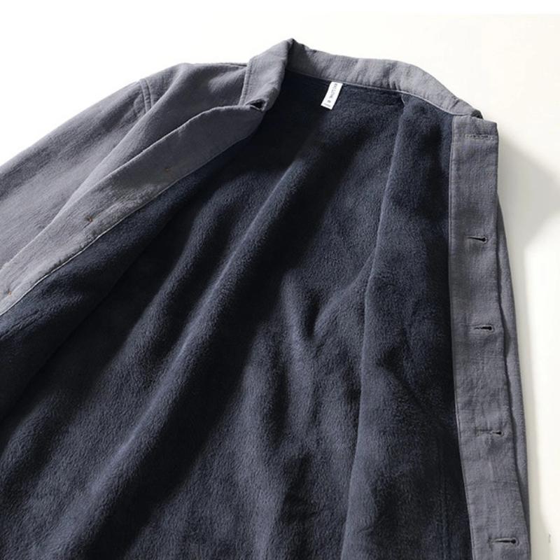 Chinese Style Winter Jacket Men Ramie Cotton Fleece Coat Daily Casual Keep Warm Button Jacket Traditional Men Clothing