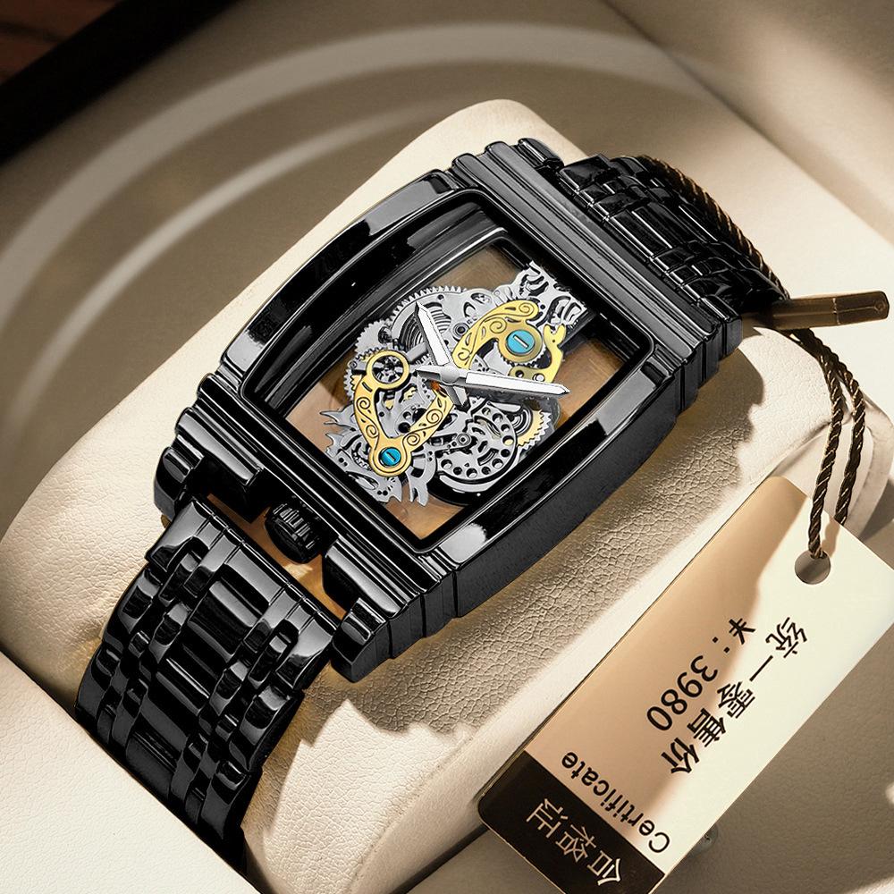 Men's Fashion Tourbillon Genuine Leather Motorcycle Watch - Waterproof & Luminous