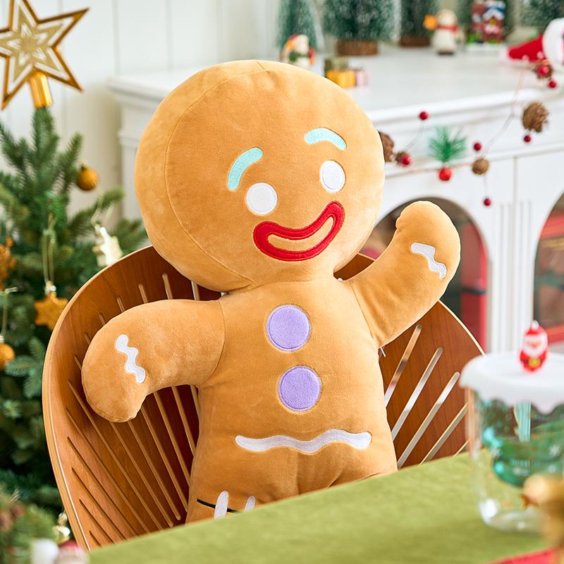 Cute Gingerbread Man Plush Toy Anime Cookie Stuffed Doll Soft Sofa Cushion Christmas Gift For Kids Room Decor