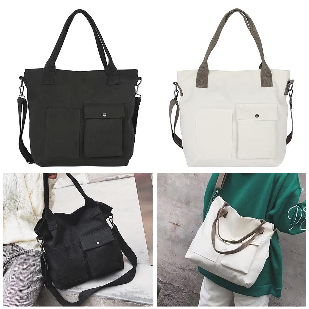New Canvas Shoulder Bag Shopping Bag Large Capacity Crossbody Bag Purse Reusable Large Beach Bag Ladies