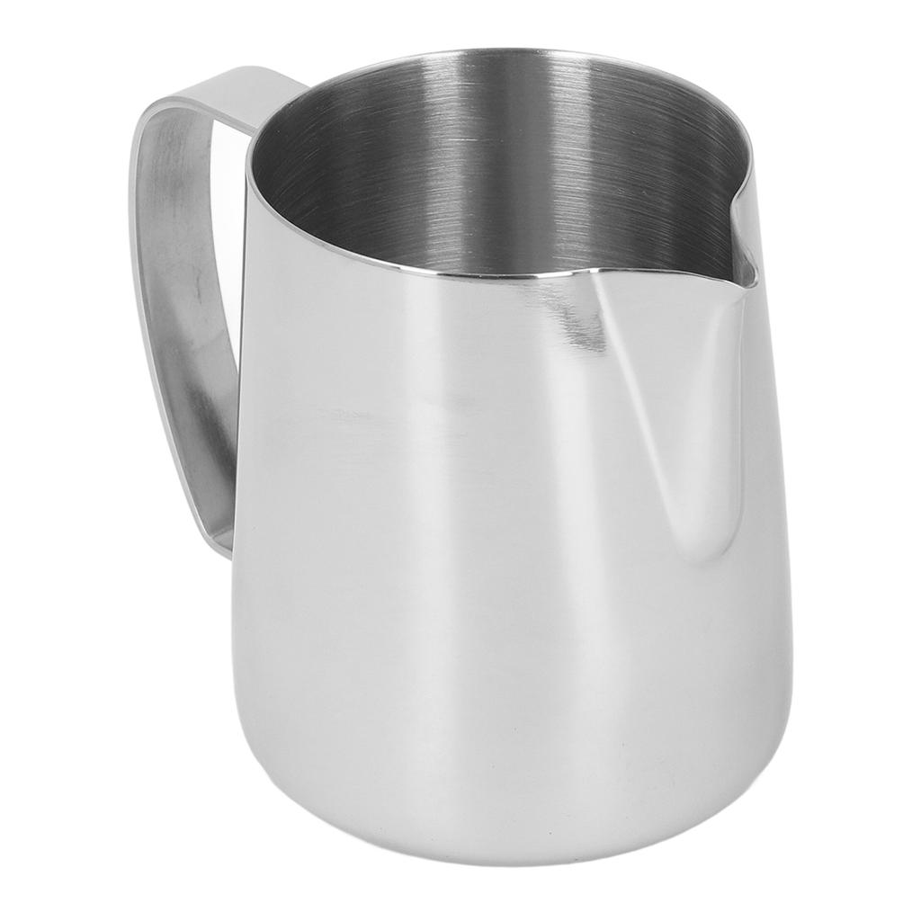 Milk Frothing Pitcher Thickened Stainless Steel Tip Mouth Milk Frother Cup Milk Steaming Pitcher 450ml Silver