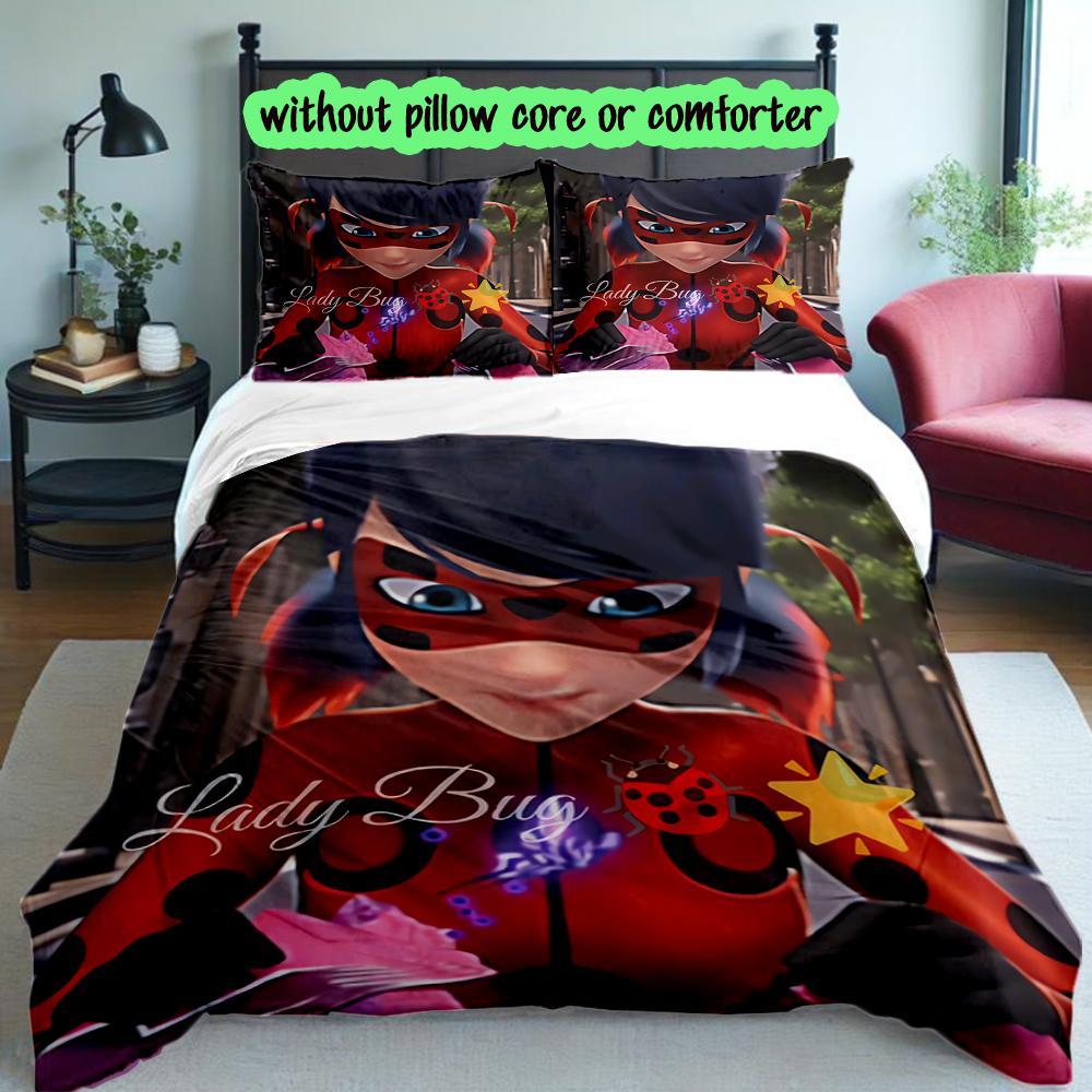 3pcs Ladybug Bedding Set for All Season Use, Cozy Printed Bedclothes Suitable For Bedroom Ideal Birthday Gift for Family