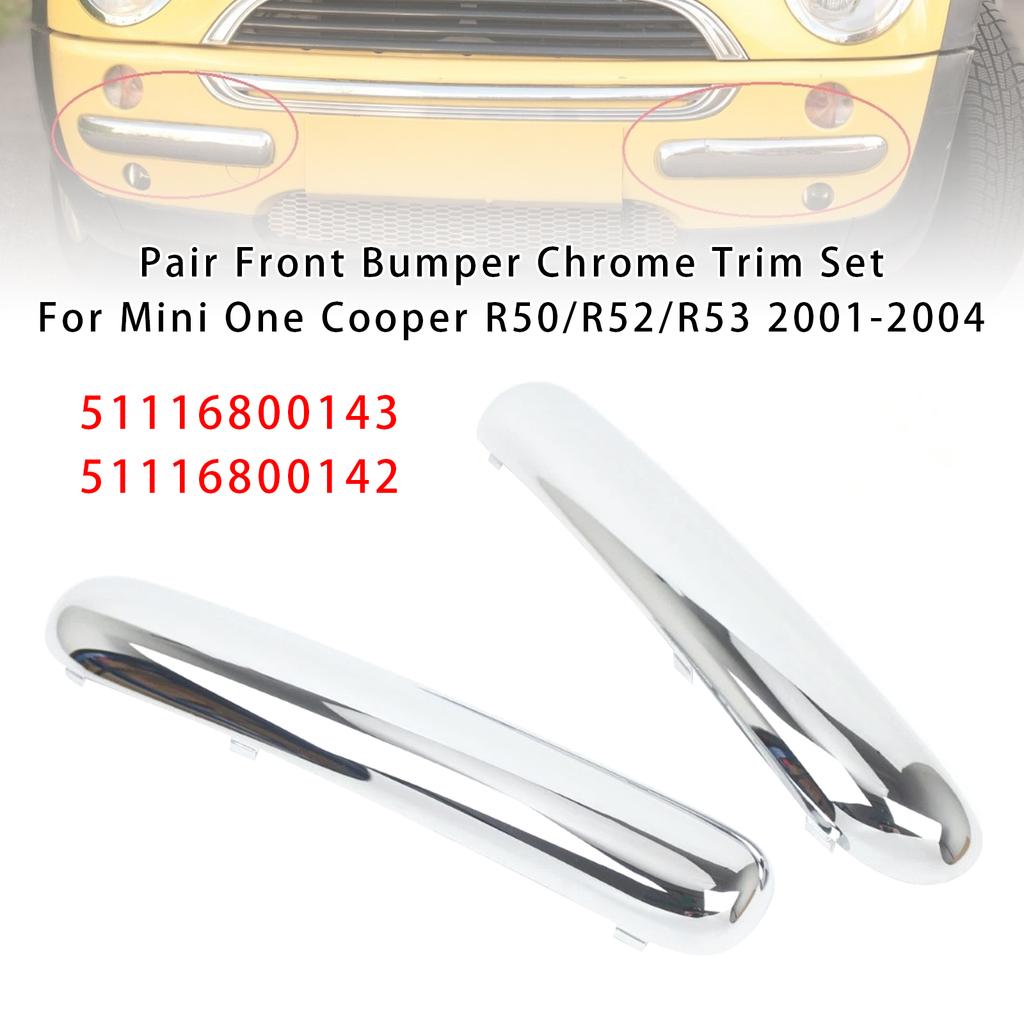 Pair Front Bumper Chrome Trim Set For Mini One Cooper R50/R52/R53 2001-2004