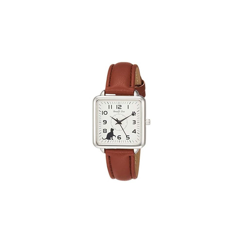 Arias Amalfi Dia Analog Women s Watch Waterproof Leather Strap Cat White Dial WW20025A-154 Brown