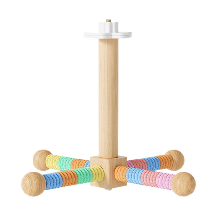 Funny Perches Toy with Rotating Ball Wooden Parrots Ferris Wheel Toy with Perches Windmills Toy For Parakeets Cockatoos