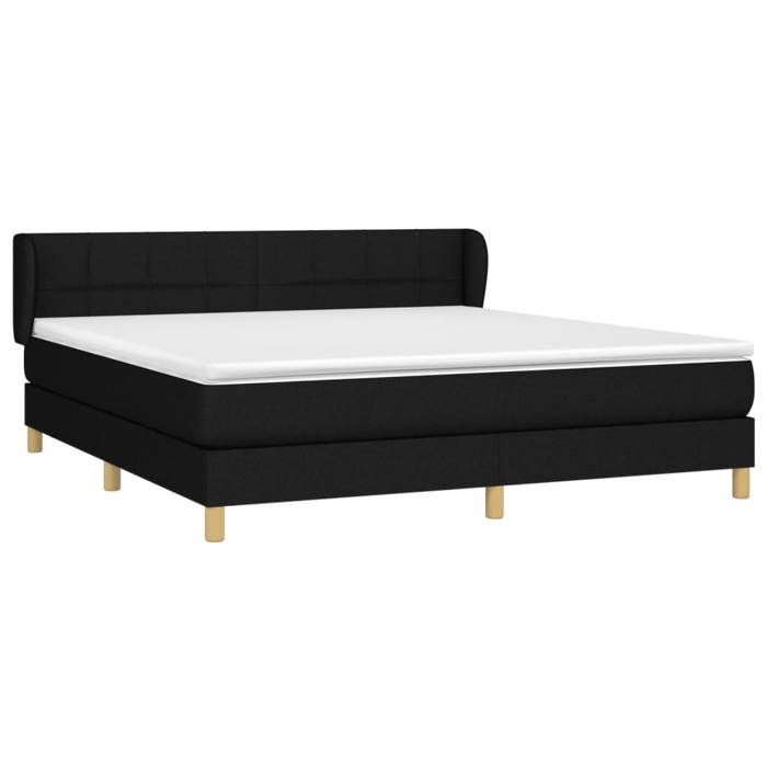 3126815 vidaXL Lit à sommier tapissier avec matelas Noir 160x200 cm Tissu