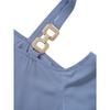 Spring Summer Blouses Women's Slanted Neck Shirt with Loose Five Quarter Sleeves Fashion Casual Solid Color Metal Buckle Single Shoulder Top Women