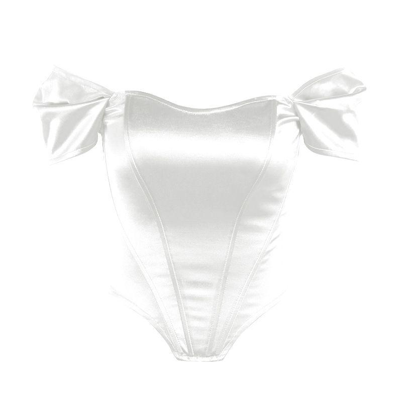 

One Line Neck Short Sleeve Sleeved Slim Fit Top off-Neck Short Sleeve Silm Tops White M(M)