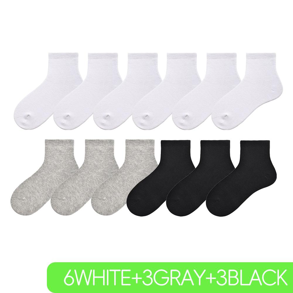 Children Boys Girls Cotton Above Ankle Sport Socks Soft Sweat Plain Stitch Athletic Spring Autumn Winter White Rray Black