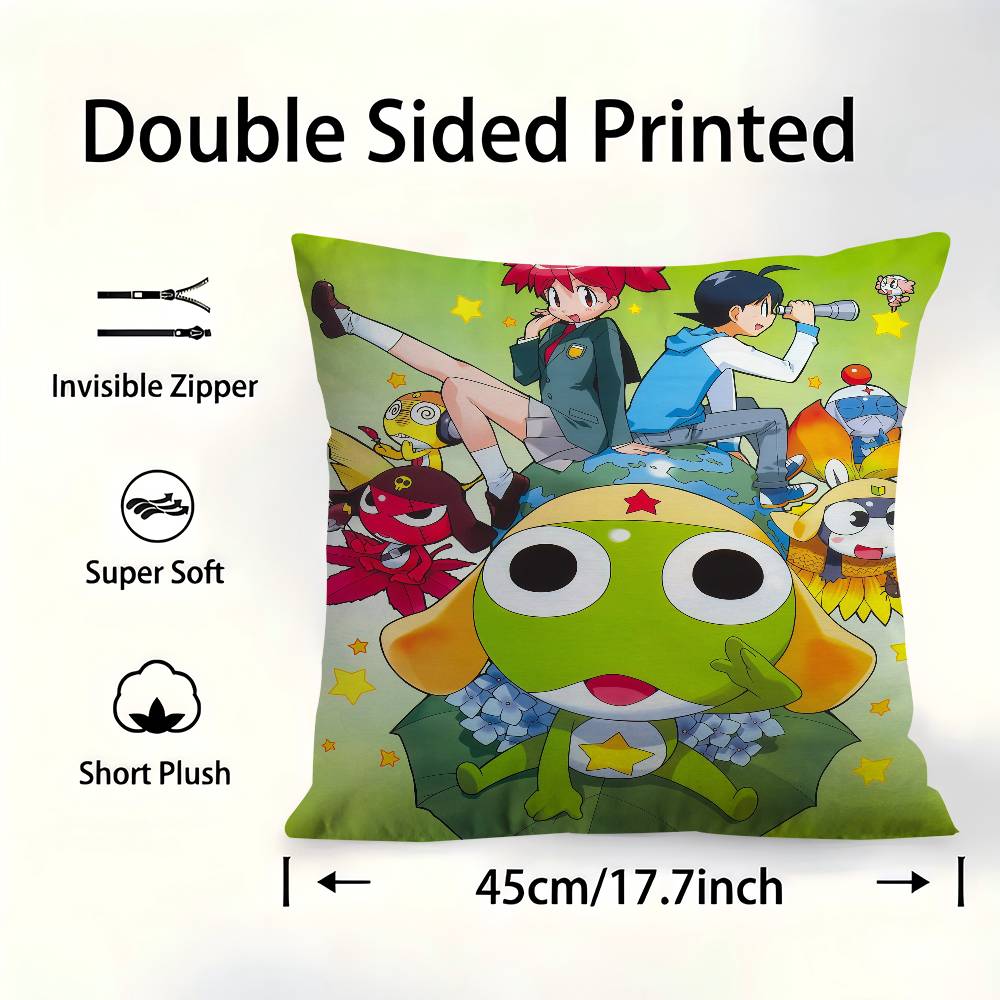Keroro Gunsou Frog Pillow Gift Home Office Decoration Bedroom Sofa Car Cushion Cover Case 45X45
