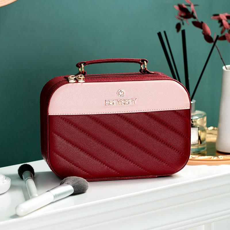 Professional Ladies Cosmetic Bag Portable PU Waterproof Skincare Storage Bag Souvenir Gift Makeup Case for Women