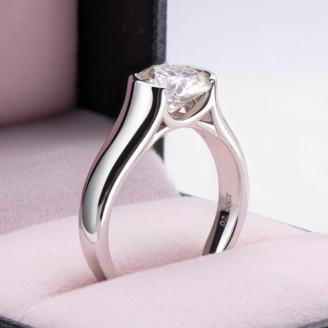 Real 2 Ct Moissanite Rings Women 100 %Tone Anniversary Event Party Event Rings Sparkling Finger Ring Female JewelryTrendy Finger 10
