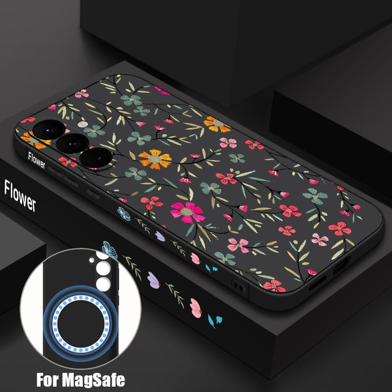 

Cartoon Daisies Flowers Case For Samsung Galaxy S26 S25 Ultra S24 S23 FE S22 Plus S21 Built-in Metal Plate Magnetic Silicone Cover Samsung S23 Ultra чёрный