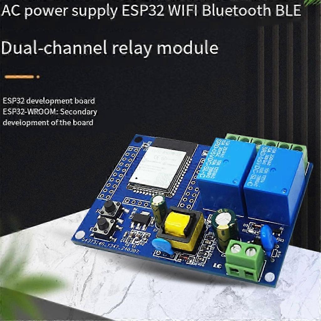 ESP32 Dual Relay WiFi & Bluetooth Development Board with AC 220V Power Supply - Universal Compatibility